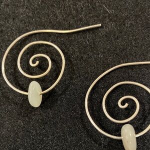 Handmade Sterling Silver Spiral Drop Earrings with Moonstones